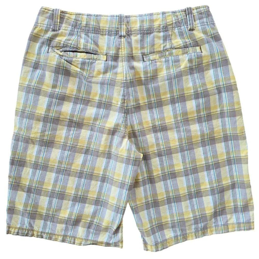 Aeropostale Y2K Preppy Casual Yellow Gray Plaid Cotton Casual Shorts Men's Sz 36 - Picture 2 of 6